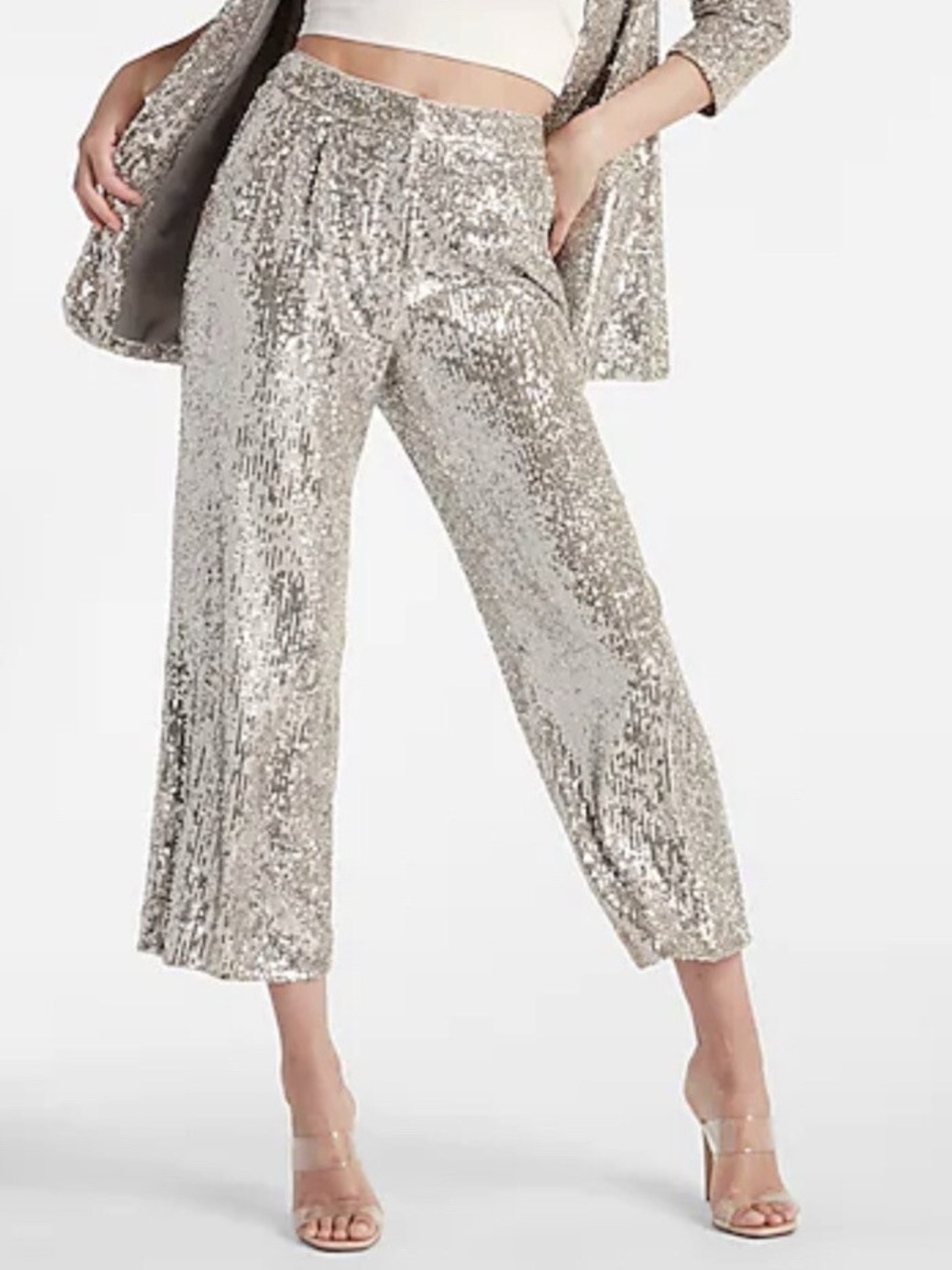 Sequin cropped pants